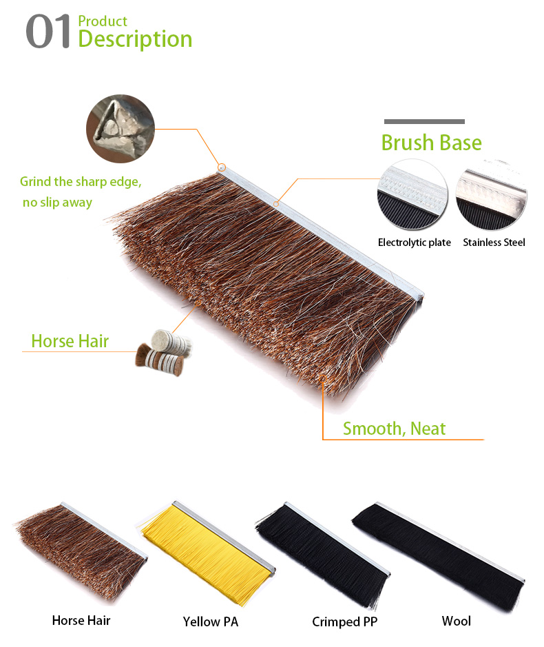 Horse Hair Strip Brushes material