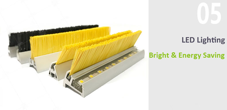 Yellow Bristle Escalator Side Brushes with LED lighting