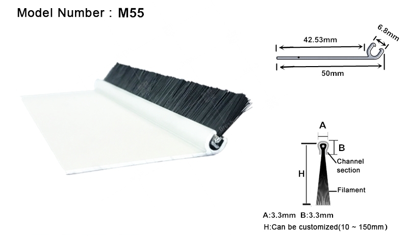 Sectional Door Seal Brush drawing