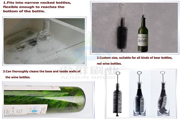 Distinctive Wine Bottle Brush Cleaner With Colorful Plastic Tip 