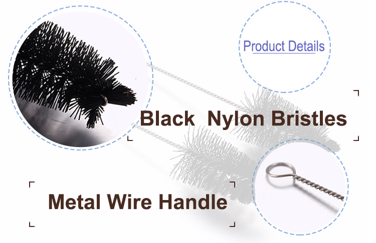 Black Nylon Bristles Coffee Pot Cleaning Brush