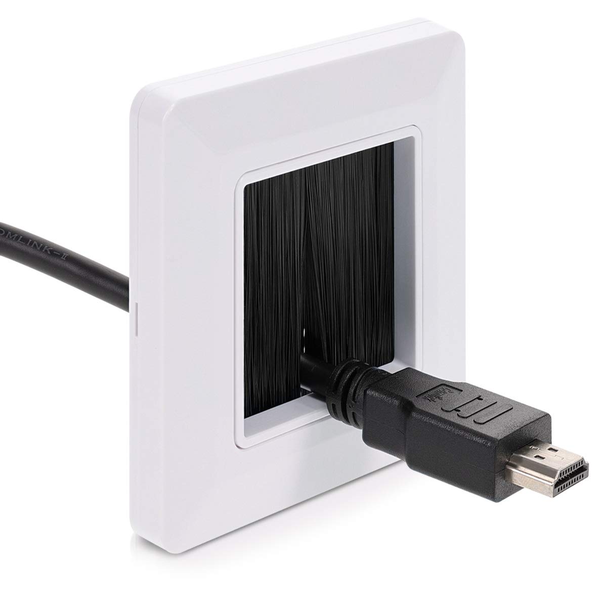 Brush Cable Entry Wall Plate White